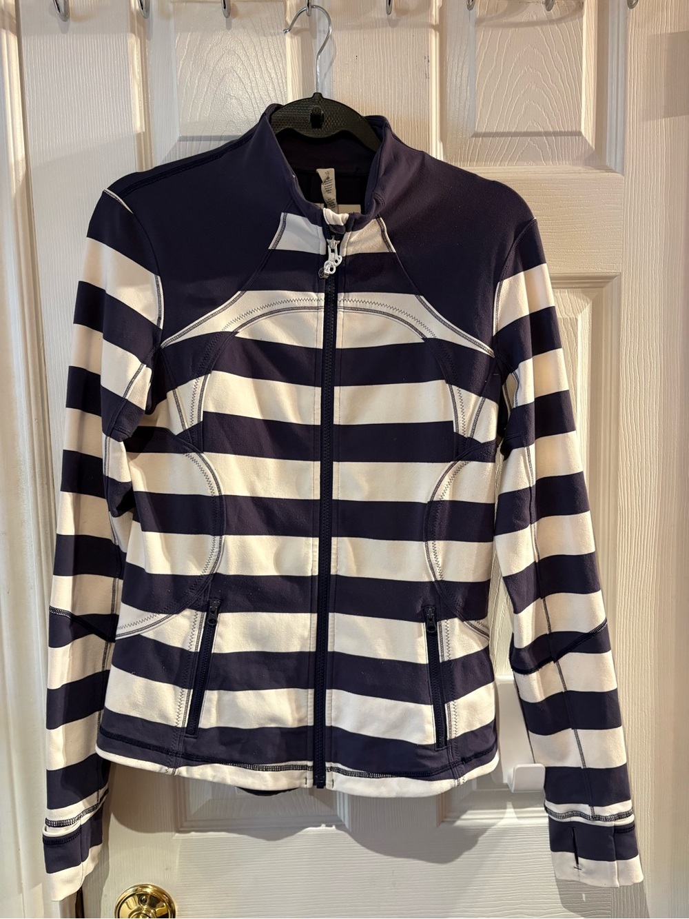 Lululemon Navy & White Striped Zip-Up Jacket